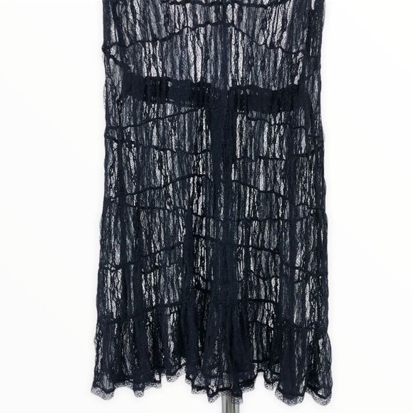 Free People Navy Sheer Lace Bow Back Minidress NWT - Picture 5 of 11